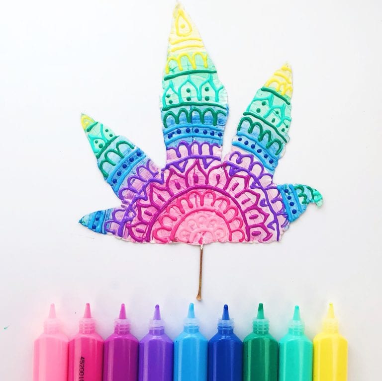 Leaf Painting with Puffy Paints