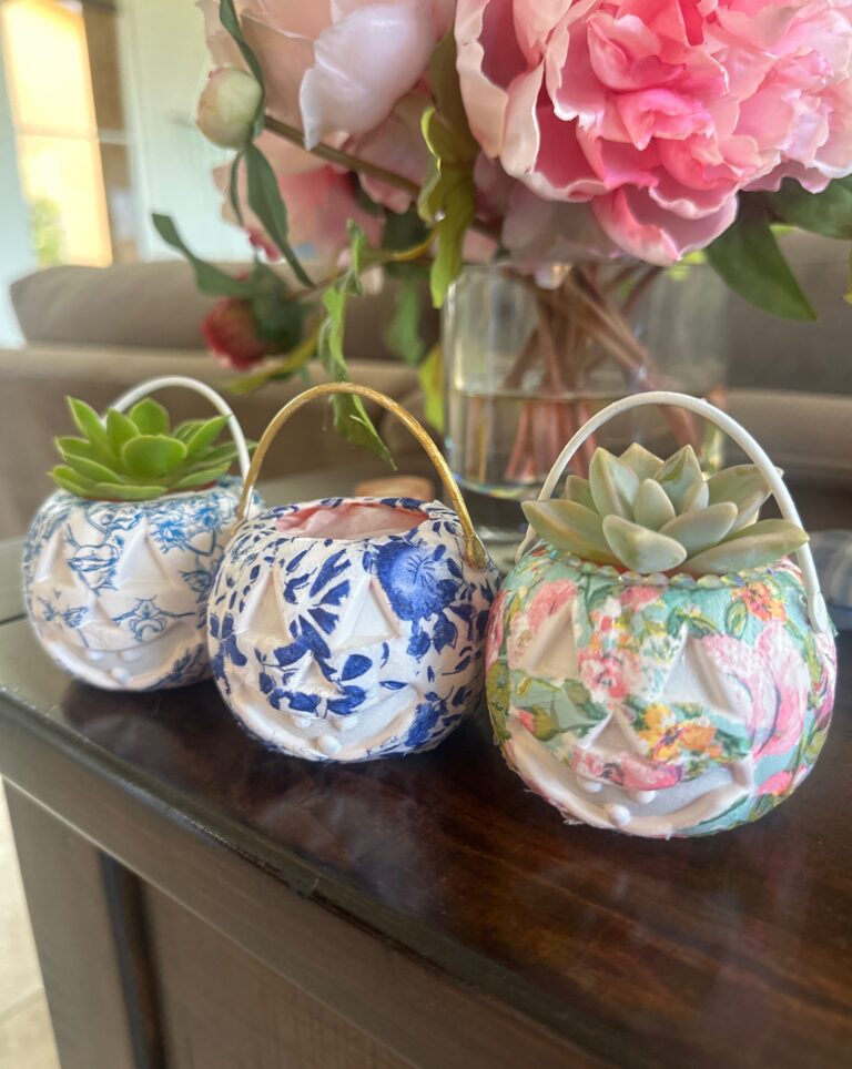 decoupage pumpkin buckets