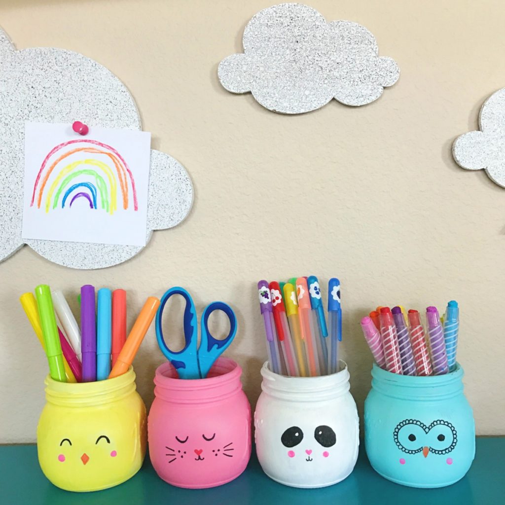 Cute colorful jars painted like animals