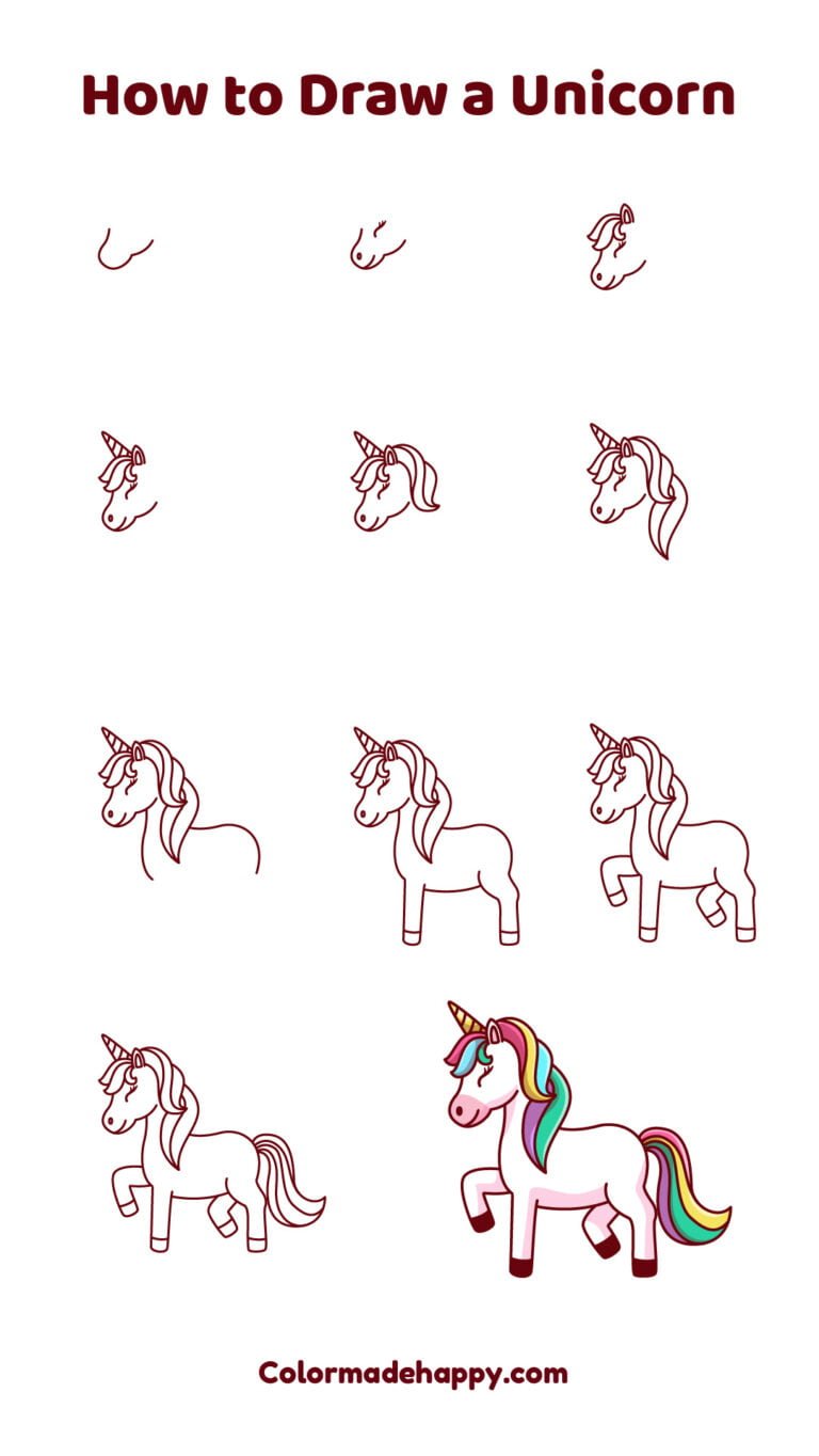 How to draw a unicorn step by step instructions