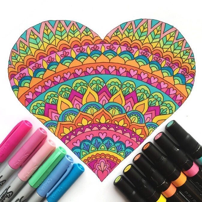 Valentine's Day Downloadable Coloring Pages featured image of a filled in heart