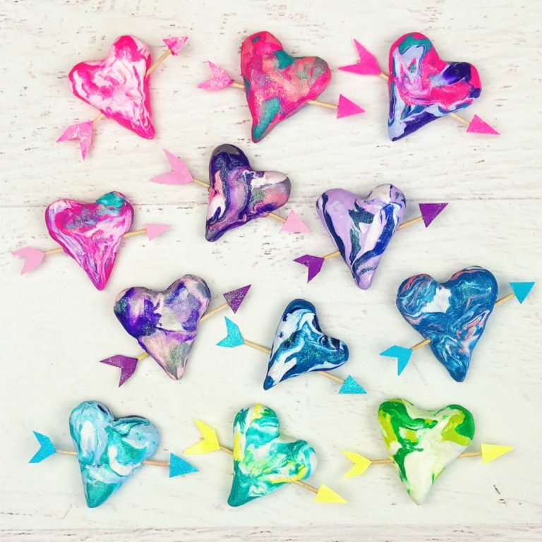 Polymer Clay Marble Hearts