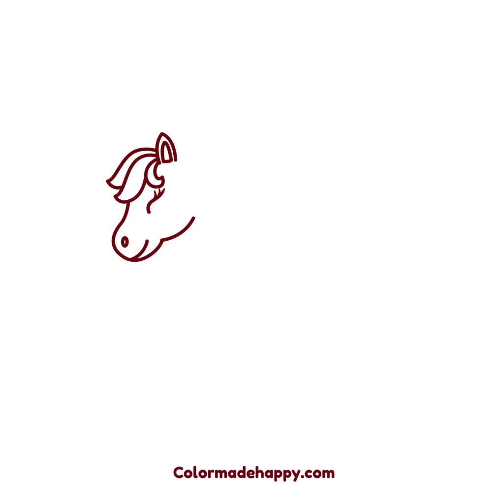 Step 3: Draw the front "hair" (mane) and ear.