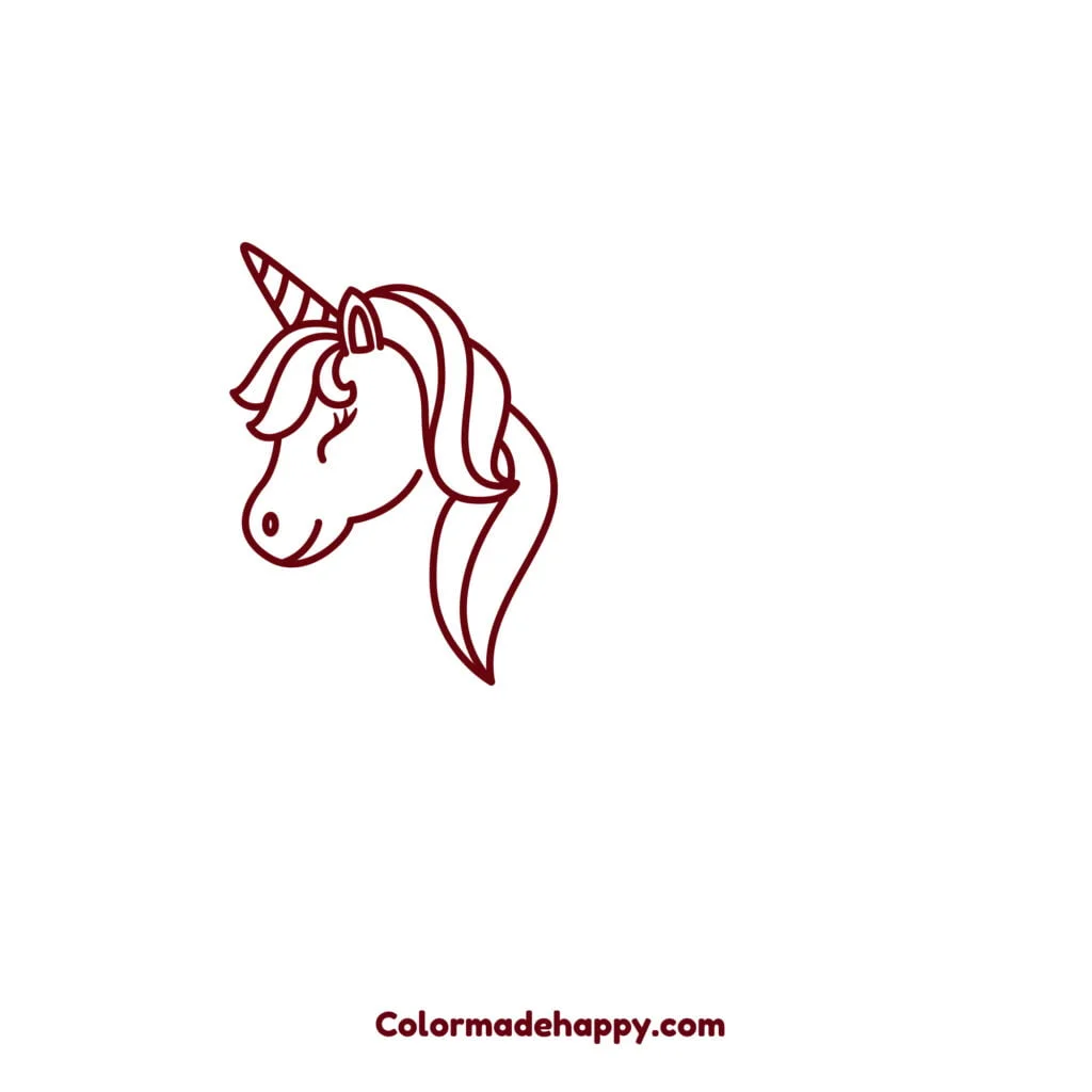 Step 6: Finished unicorn head and mane.