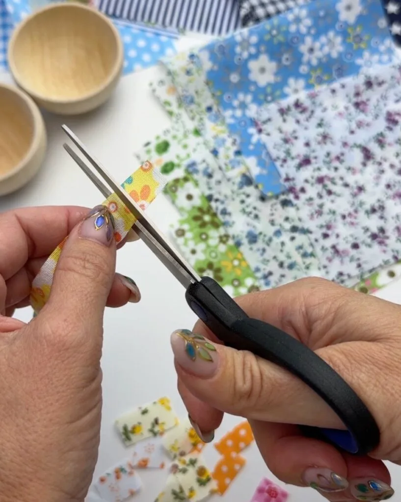 cutting fabric scraps
