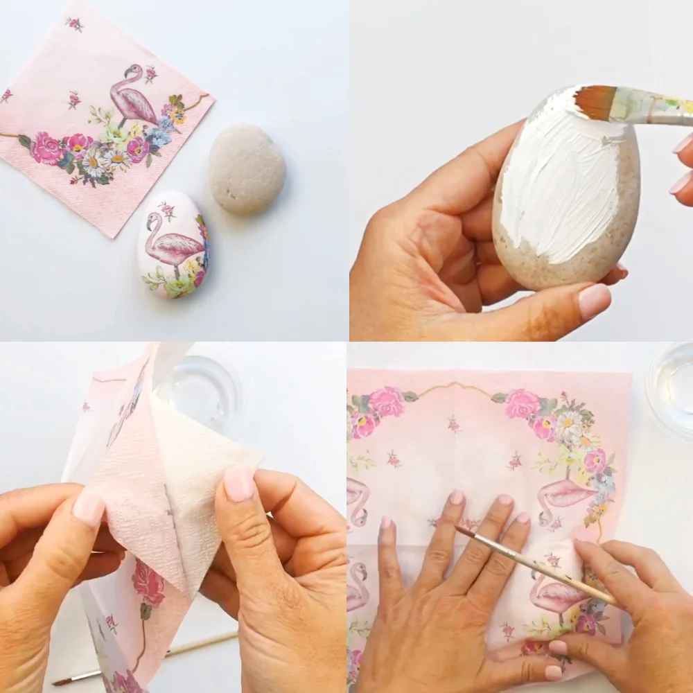 How to Decoupage Napkins on Rocks
