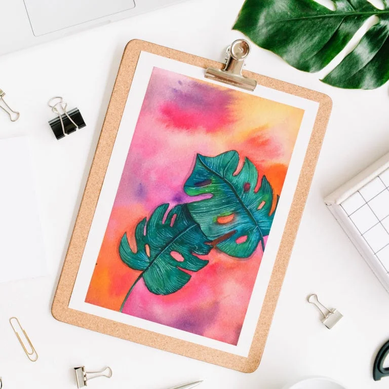 DIY Watercolor Painting Monstera Leaves