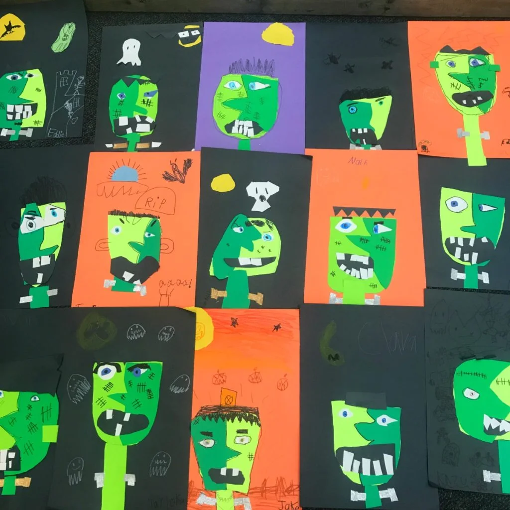Picasso Inspired Frankenstein Halloween Craft for Kids