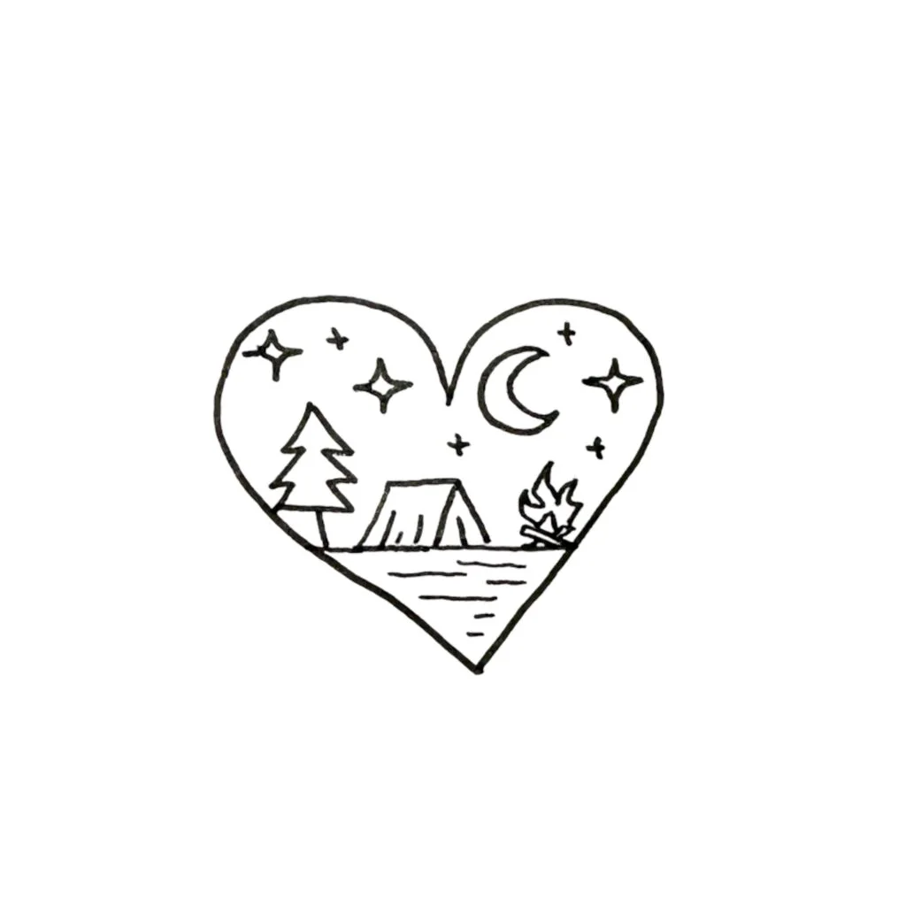 Camping scene drawing.