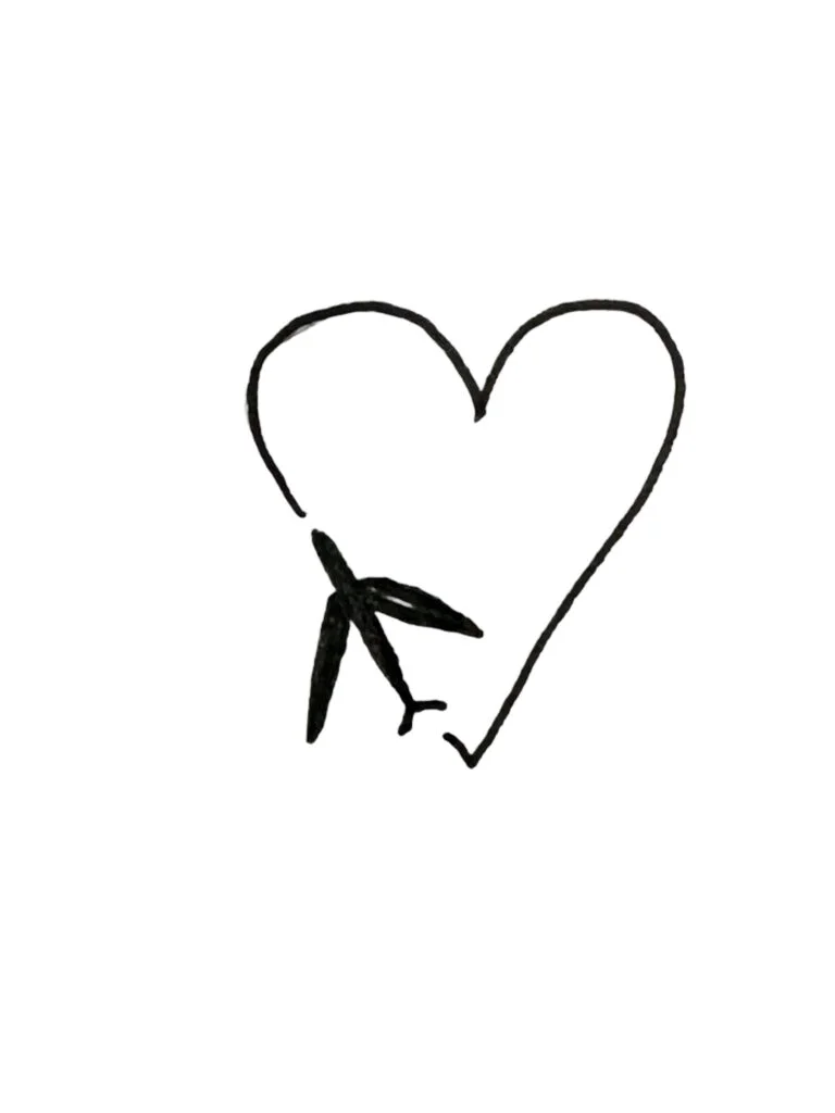 Heart with a plane as part of the shape.